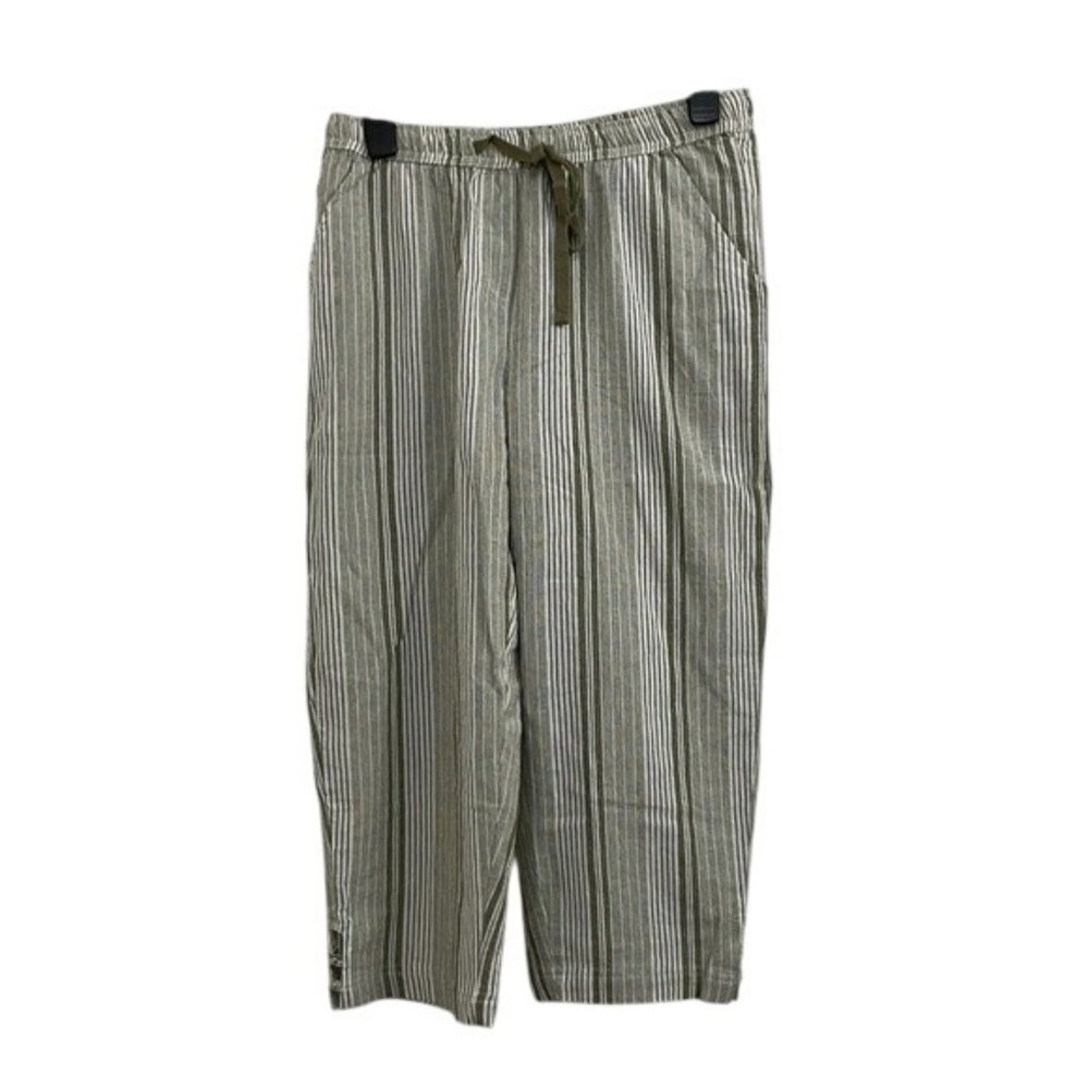 Croft & Barrow Capri Pants Elastic Drawstring Stripes Grunge Earth Tone Sz S NWT